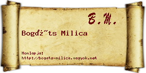 Bogáts Milica névjegykártya